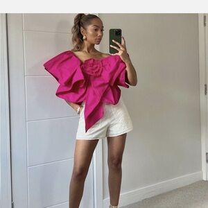Zara Fuchsia Off-Shoulder Ruffle Top